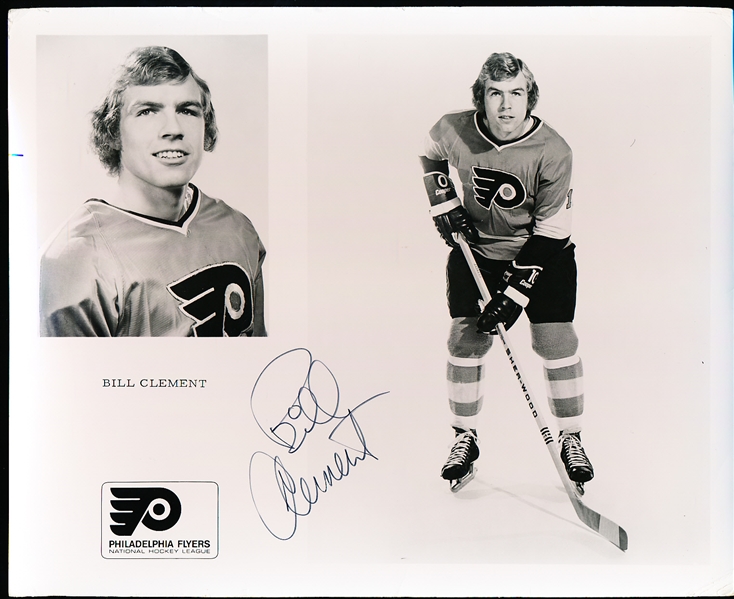 Autographed 1970’s Philadelphia Flyers NHL Team Issued 8” x 10” Photo- Bill Clement