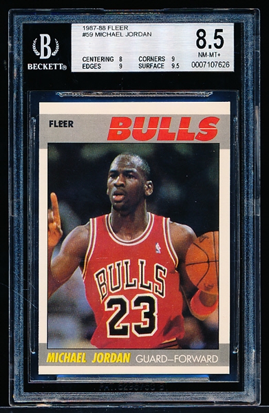 1987-88 Fleer Bskbl. #59 Michael Jordan- Beckett Graded NM-MT+ 8.5