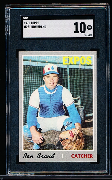1970 Topps Baseball- #221 Ron Brand, Expos- SGC Graded 10 (GM)
