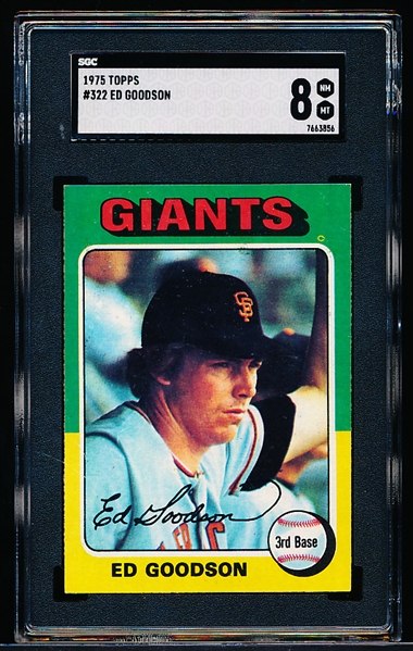 1975 Topps Baseball- #322 Ed Goodson, Giants- SGC Graded 8 (NM-MT)