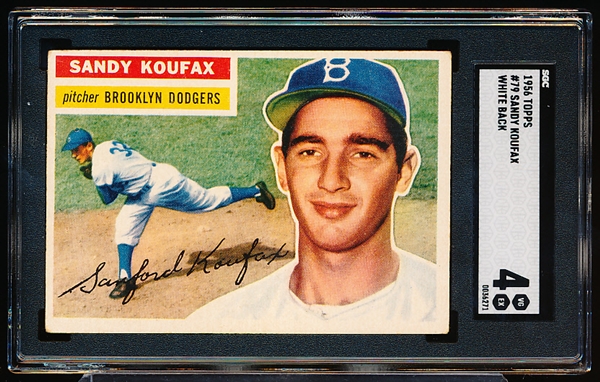 1956 Topps Baseball- #79 Sandy Koufax, Dodgers- SGC 4 (Vg-Ex)