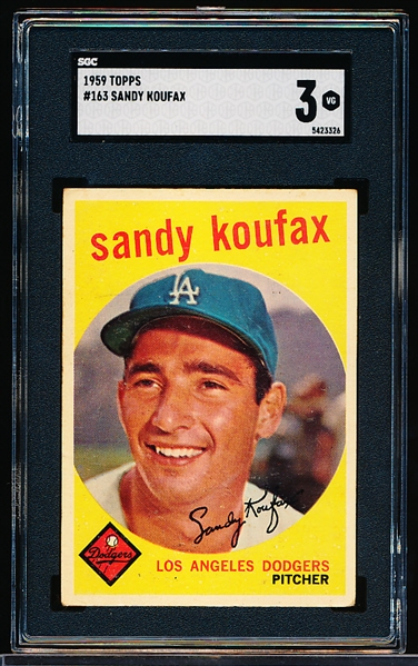 1959 Topps Baseball- #163 Sandy Koufax, Dodgers- SGC 3 (Vg)