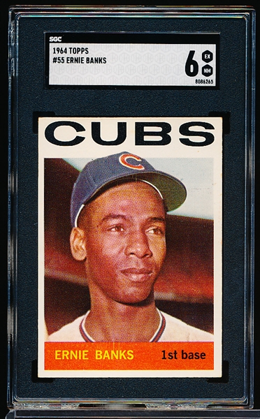 1964 Topps Baseball- #55 Ernie Banks, Cubs- SGC 6 (Ex-NM)