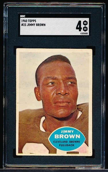 1960 Topps Football- #23 Jimmy Brown, Browns- SGC 4 (Vg-Ex)- 70/30 cent- Hall of Famer!