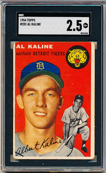 1954 Topps Baseball- #201 Al Kaline, Tigers- SGC 2.5 (Good+)