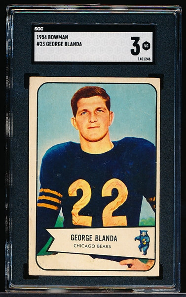 1954 Bowman Football- #23 George Blanda RC, Bears- SGC 3 (Vg)