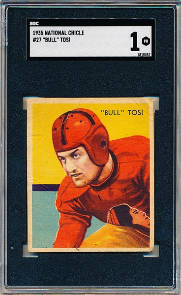 1935 National Chicle Football- #27 Bull Tosi, Boston College- SGC 1 (Poor)