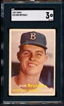 1957 Topps Baseball- #18 Don Drysdale Rookie! – SGC 3 (Vg)