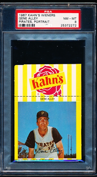 1967 Kahn’s Wieners Baseball- Gene Alley, Pirates- Portrait Pose- PSA NM-Mt 8
