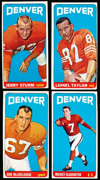 1965 Topps Football- 4 Diff Denver Broncos