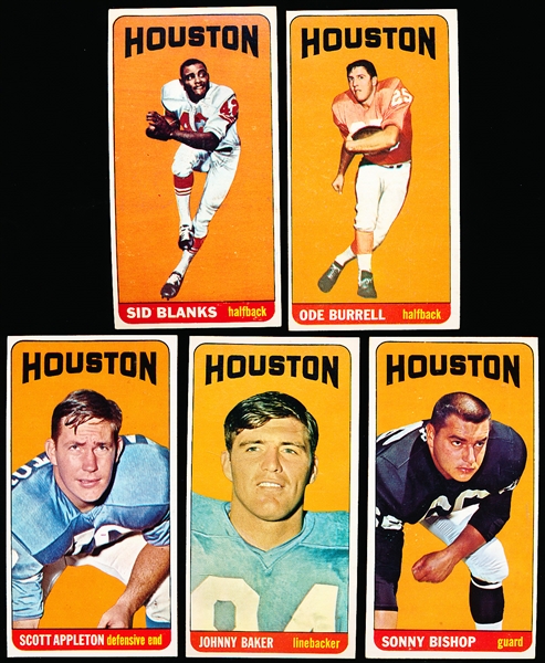 1965 Topps Football- 5 Diff Houston Oilers