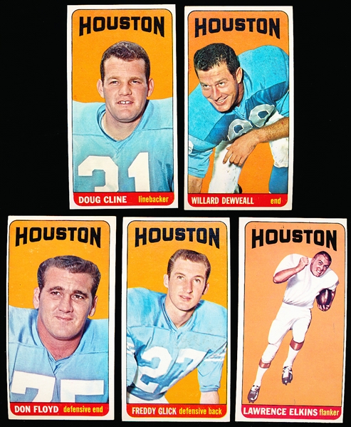 1965 Topps Football- 5 Diff Houston Oilers