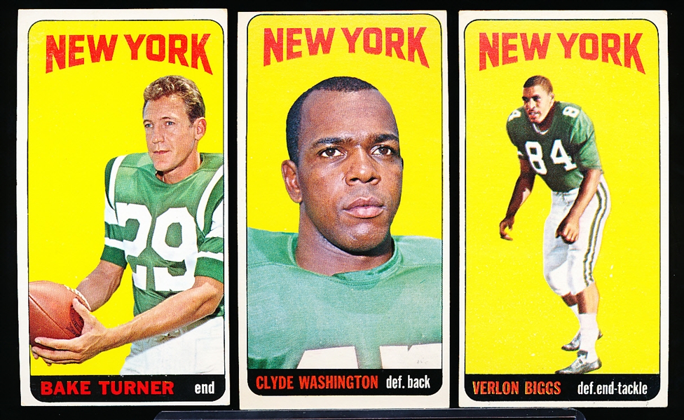 1965 Topps Football- NY Jets- 3 Diff