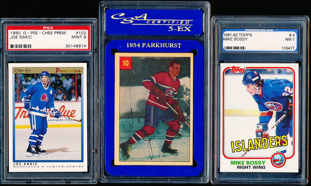 Three Graded Hockey Cards