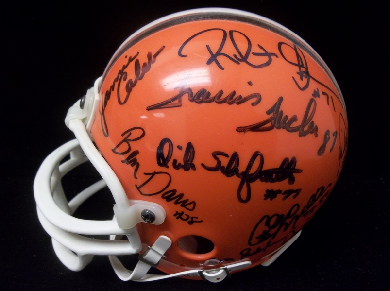 Autographed Cleveland Browns NFL Riddell Mini-Helmet- 16 Signatures