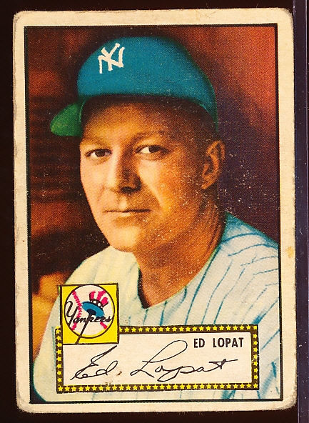 1952 Topps Baseball- #57 Ed Lopat, Yankees- Red Back