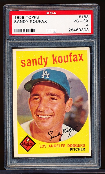 1959 Topps Baseball- #163 Sandy Koufax, Dodgers- PSA Vg-Ex 4 