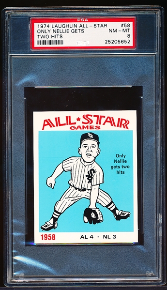 1974 Laughlin All Star Games- #58 Nellie Fox, White Sox- PSA Nm-Mt 8 