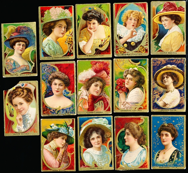 Early 1900’s Fatima Cigarettes “Actress Series” (T-27)- 13 Diff. Gold Bordered