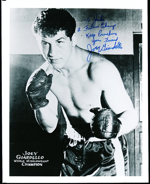 Autographed Joey Giardello Boxing B/W 8” x 10” Photo