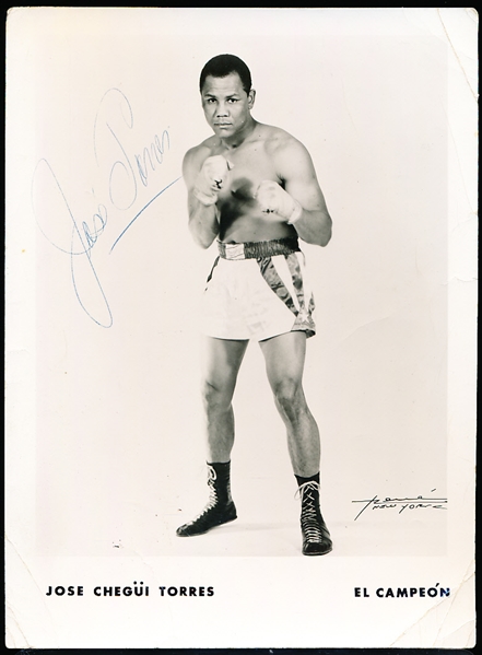 Autographed Jose Torres Boxing B/W 5” x 7” Publicity Photo