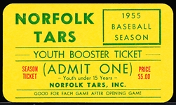 1955 Norfolk Tars MiLB Youth Booster Ticket
