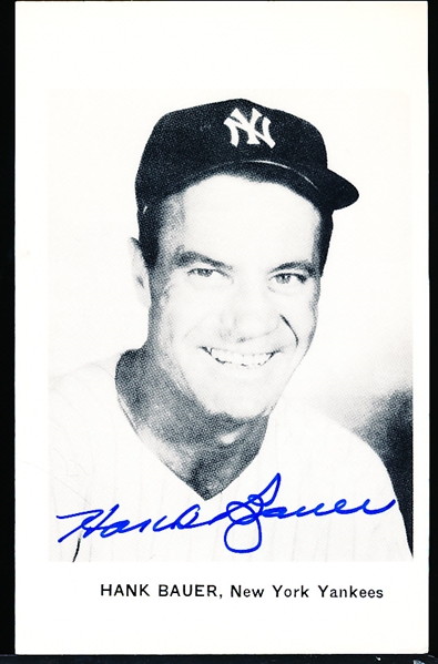 Autographed 1970’s-80’s New York Yankees MLB B/W Postcards #2 Hank Bauer