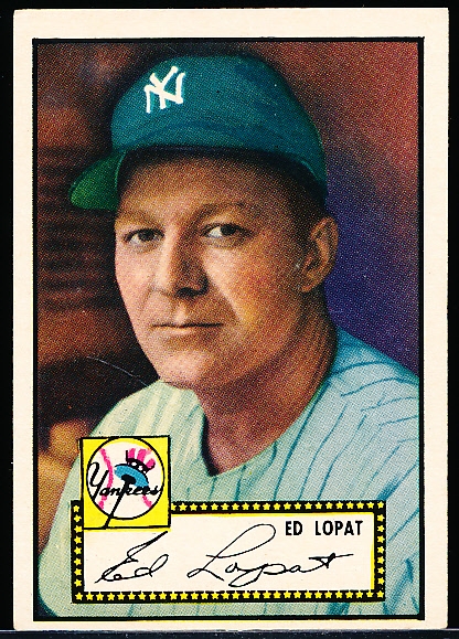 1952 Topps Baseball- #57 Ed Lopat, Yankees- Black back.