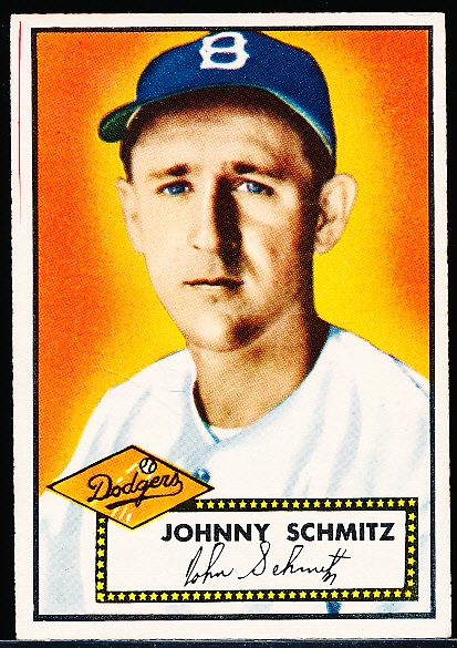 1952 Topps Baseball- #136 John Schmitz, Dodgers