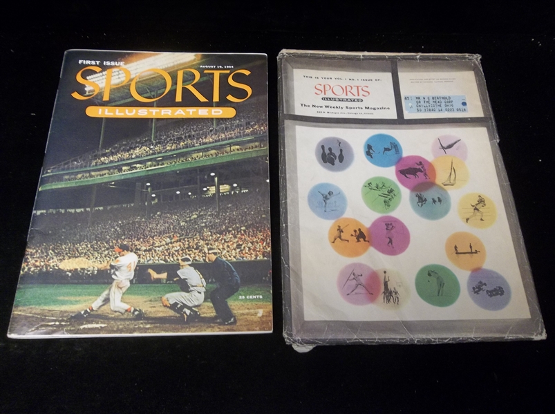 August 16, 1954 Sports Illustrated Magazine- First Issue with Fold-Out Baseball Card Sheet in Original Mailing Envelope! 