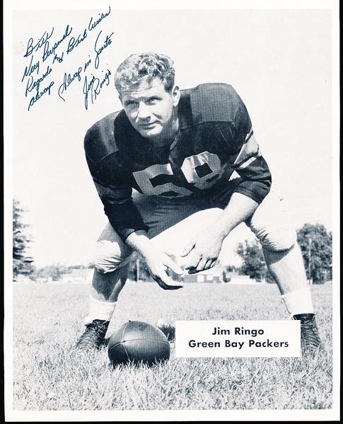 Autographed Jim Ringo Green Bay Packers Thin B/W 8” x 10” Photo