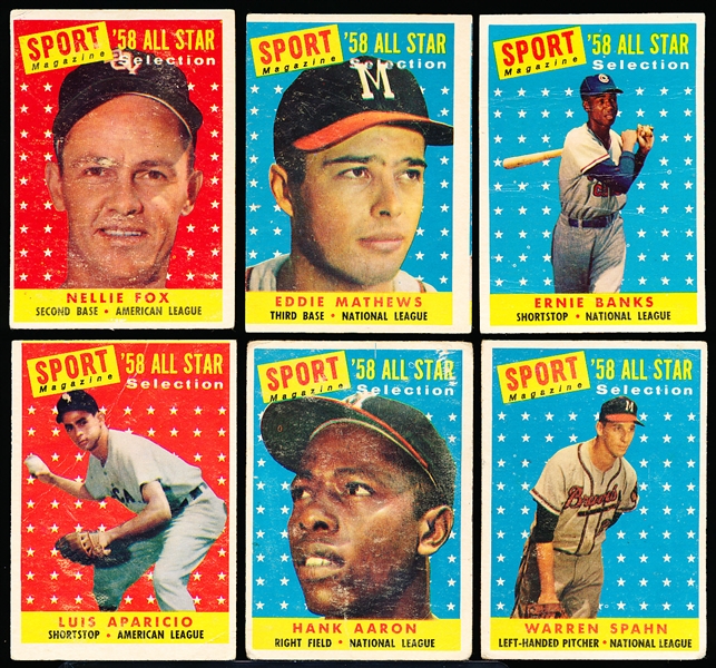 1958 Topps Baseball- 6 Diff