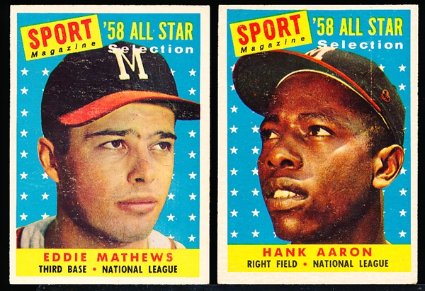 1958 Topps Baseball- 2 Diff All Stars