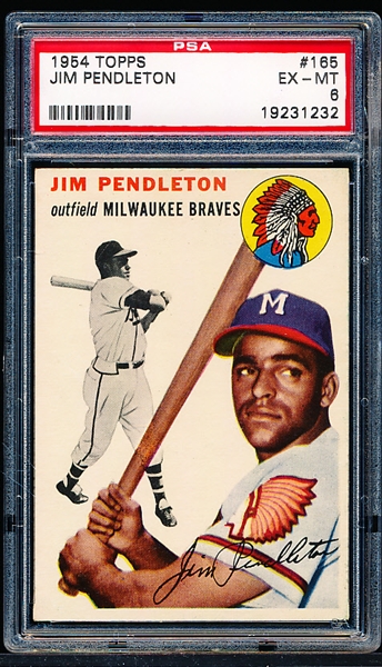 1954 Topps Baseball- #165 Jim Pendleton, Milwaukee Braves- PSA Ex-Mt 6