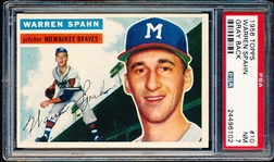 1956 Topps Baseball- #10 Warren Spahn, Braves- PSA NM 7- Gray Back