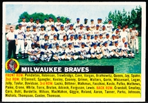 1956 Topps Baseball- #95 Milwaukee Braves Team- Gray Back/Name Left