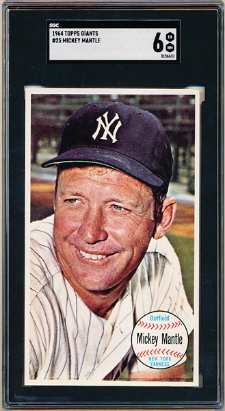 1964 Topps Baseball Giants- #25 Mickey Mantle, Yankees- SGC 6 (Ex-Nm)