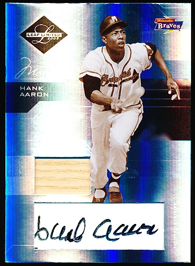 2005 Leaf Limited Baseball- “Monikers Material Bat Platinum” 1 of 1 Insert- #161 Hank Aaron, Milwaukee Braves