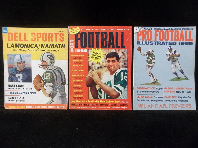 Football Magazines- 3 Diff with Joe Namath Covers