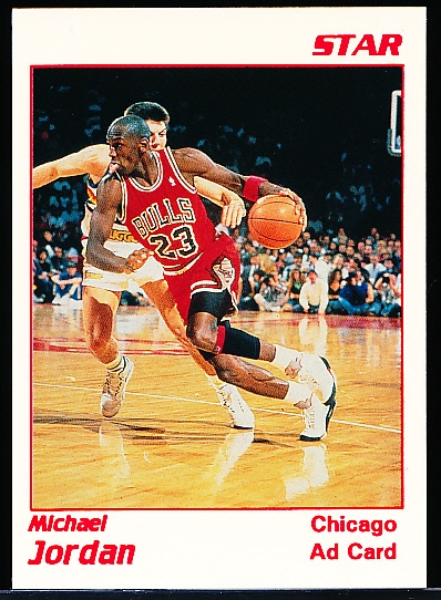 199? Star Co. Michael Jordan White Bordered/ Red Print “Ad Card”