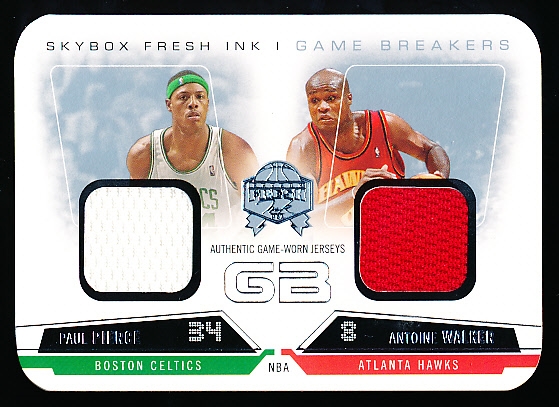 2004-05 Skybox Fresh Ink Basketball- “Game Breakers Dual Jersey”- #GB-PP/AW Paul Pierce (Celtics)/ Antoine Walker (Hawks)- #176/199