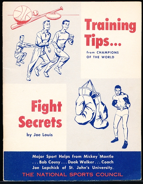 1957 Training Tips/Fight Secrets- By Joe Louis- National sports Council- Booklet