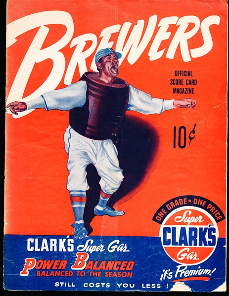 1952 Milwaukee Brewers Minor League Baseball Program vs. Charleston