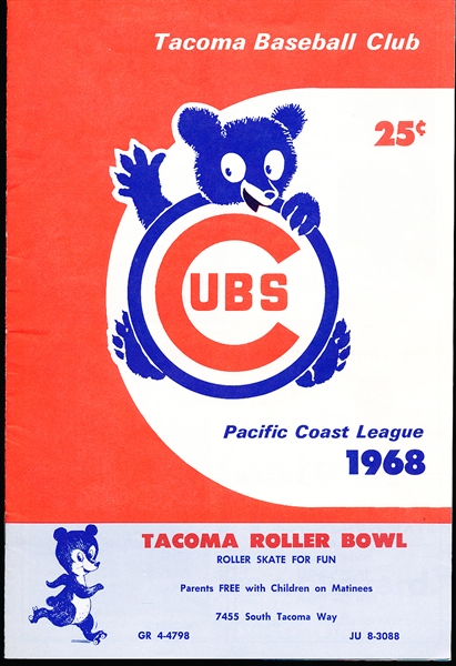 1968 Hawaii Islanders @Tacoma Cubs- Baseball Program