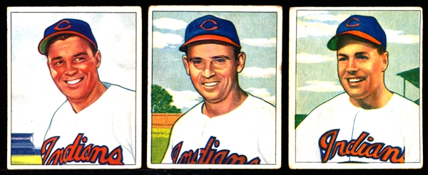 1950 Bowman Bb- 3 Diff Cleveland Indians