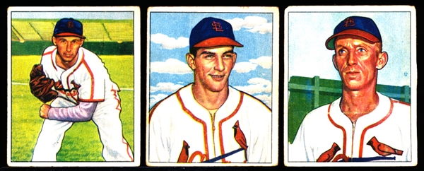 1950 Bowman Bb- 3 Diff St. Louis Cards