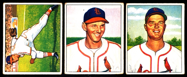 1950 Bowman Bb- 3 Diff St. Louis Cards