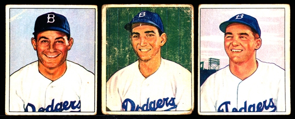 1950 Bowman Bb- 3 Diff Brooklyn Dodgers