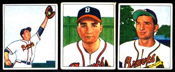 1950 Bowman Bb- 3 Diff Boston Braves