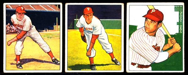 1950 Bowman Bb- 3 Diff Phila. Phillies